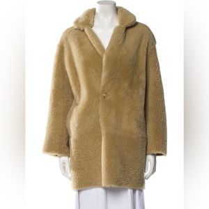 Sandro Reversible Lamb Leather and Shearling Coat in Size Small